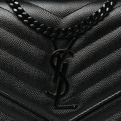 Saint Laurent Grain De Poudre Matelasse Chevron Monogram Monochrome Chain Wallet Black 7 of 9