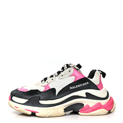 Balenciaga Fabric Mesh Womens Triple S Sneakers 36 Rose Fluo Black White 1 of 13