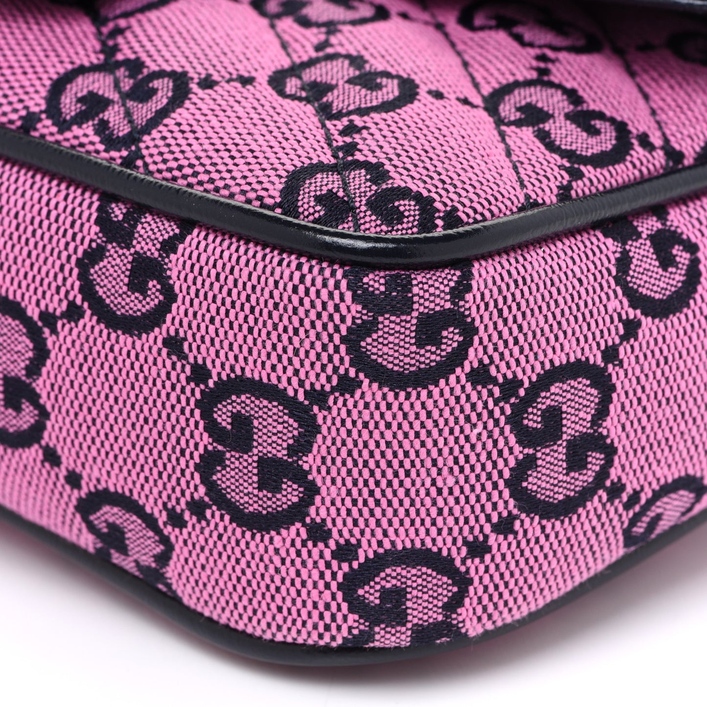 Monogram Multicolor Matelasse Diagonal Super Mini GG Marmont Shoulder Bag Pink Blue
