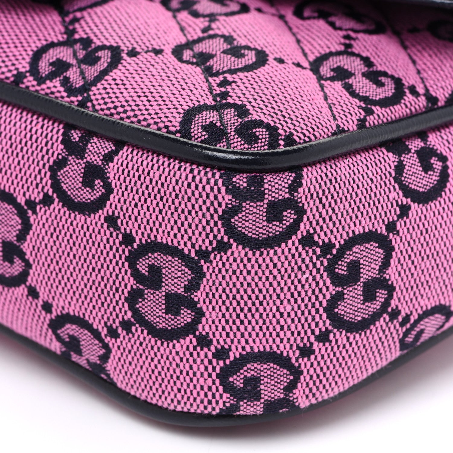 Gucci Monogram Multicolor Matelasse Diagonal Super Mini GG Marmont Shoulder Bag Pink Blue 9 of 9