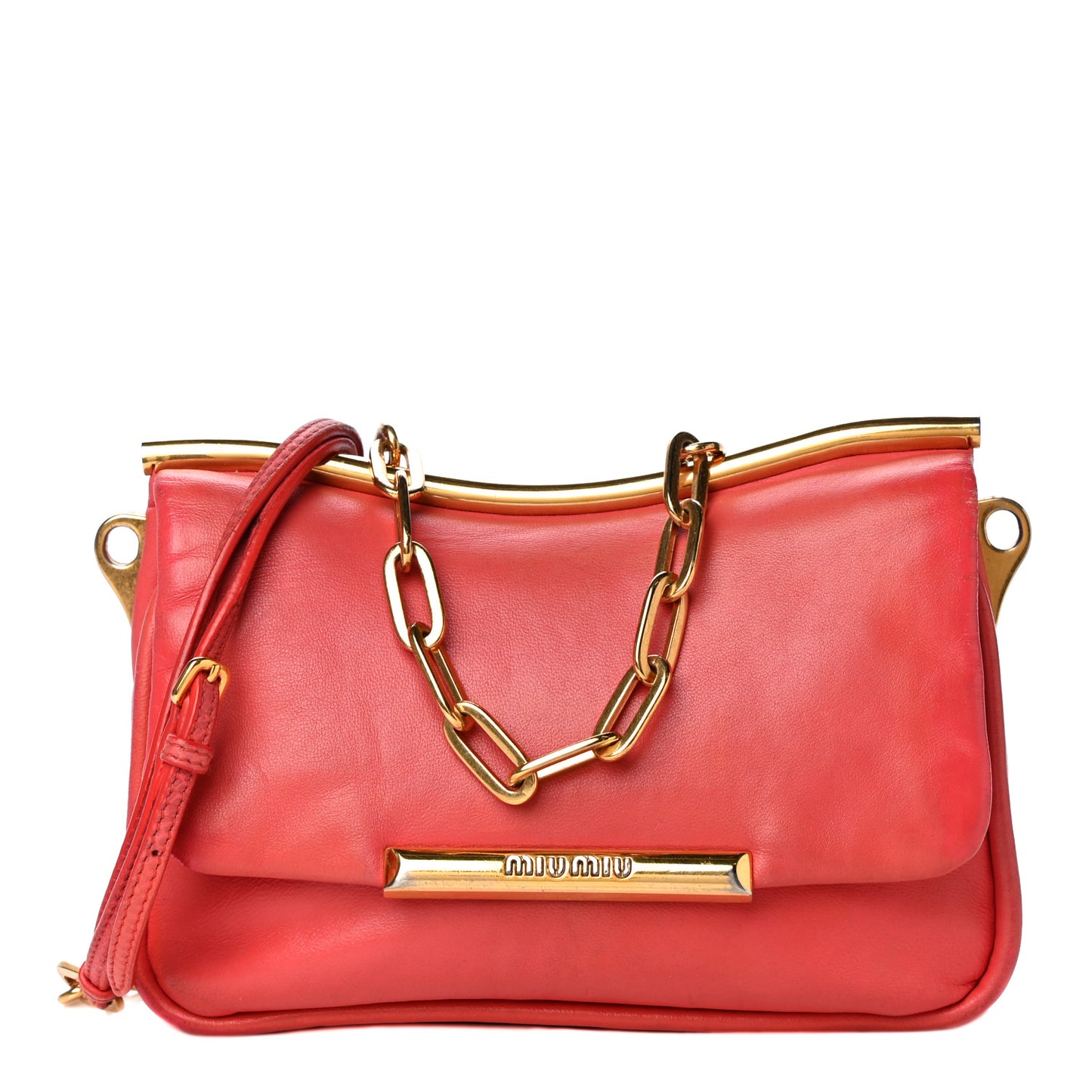 Nappa Shoulder Bag With Chain Red