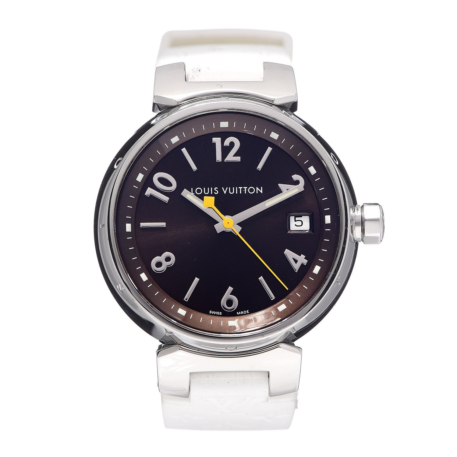 Louis Vuitton Stainless Steel Rubber 34mm Tambour Quartz Watch Brown 1 of 9