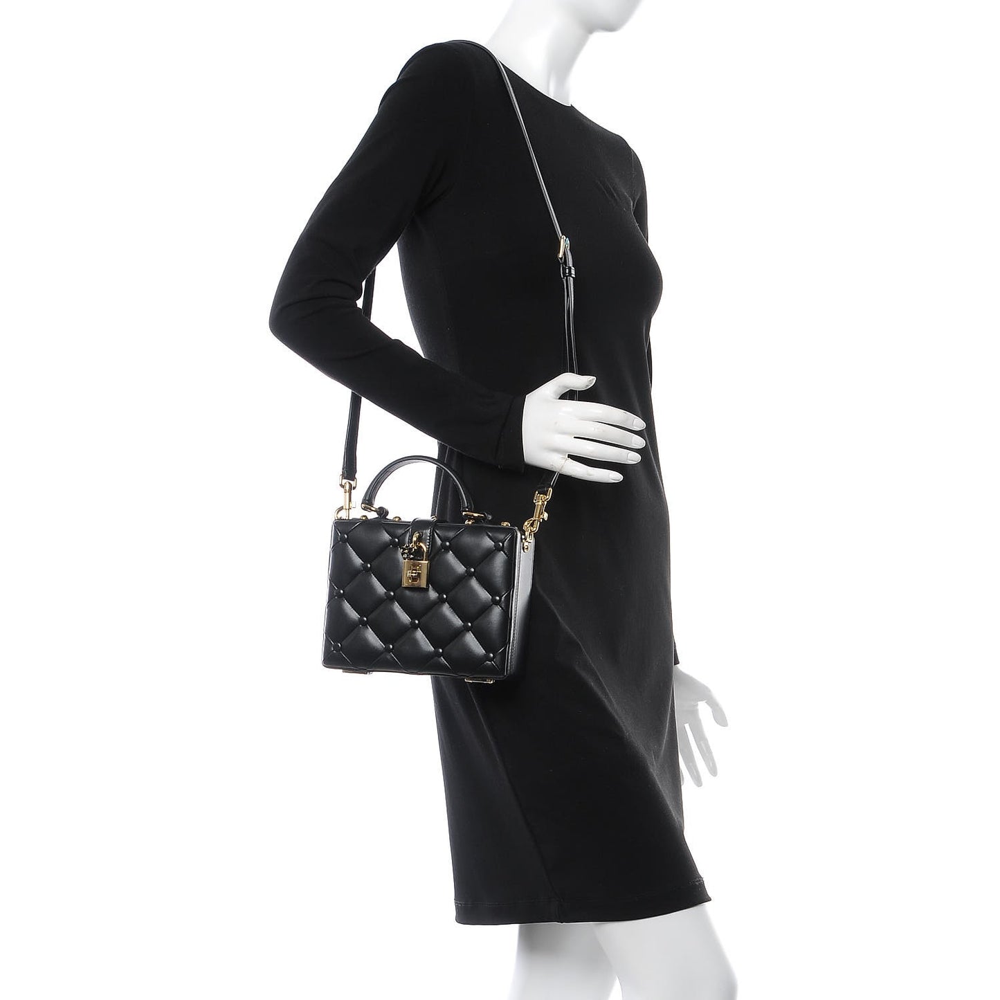 Lambskin Quilted Box Bag Black