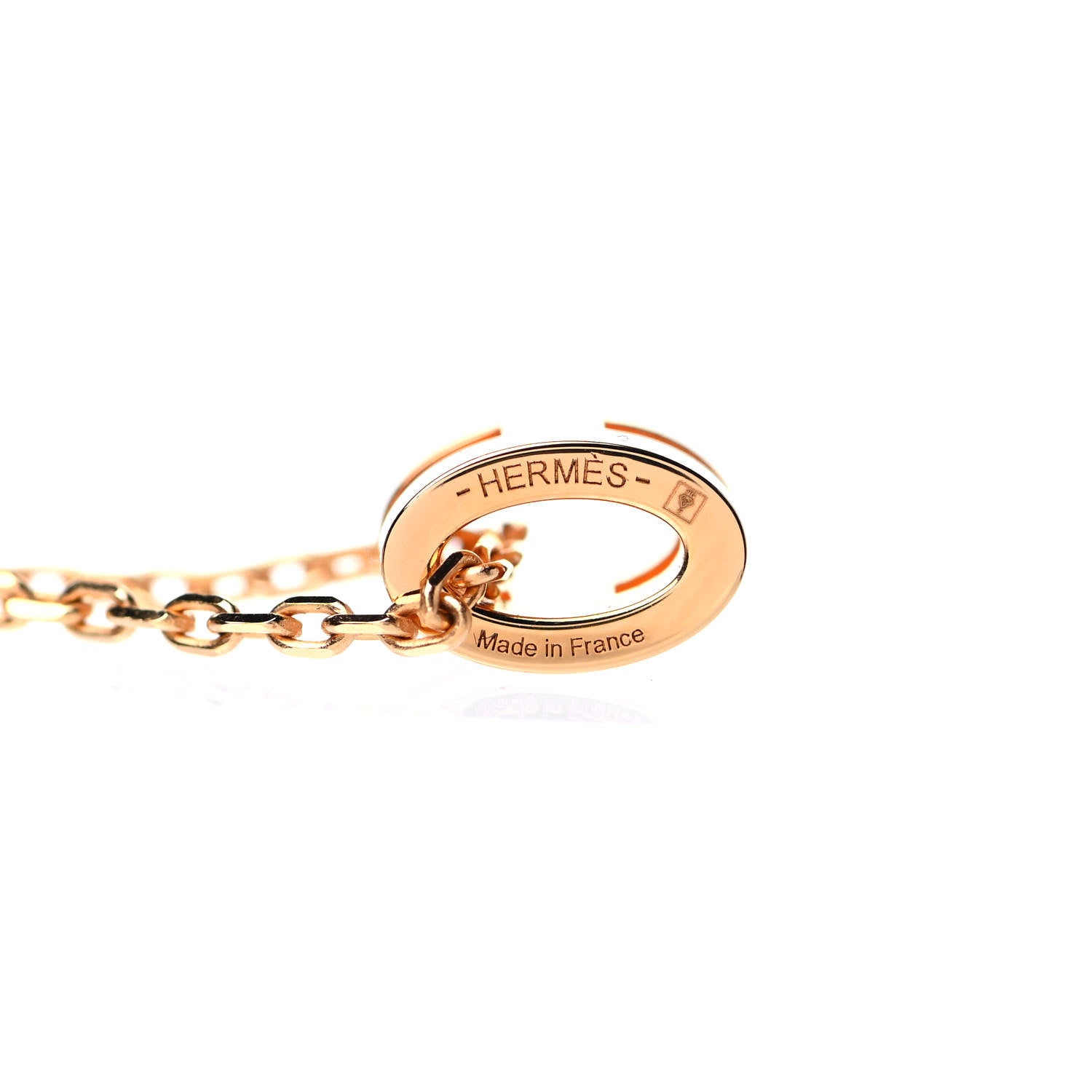 Hermes Lacquered Gold Mini Pop H Pendant Necklace Rose Dragee 4 of 4