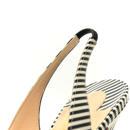 Christian Louboutin Patent Stripes Clare Nodo 80 Pumps 35 Black White 9 of 11