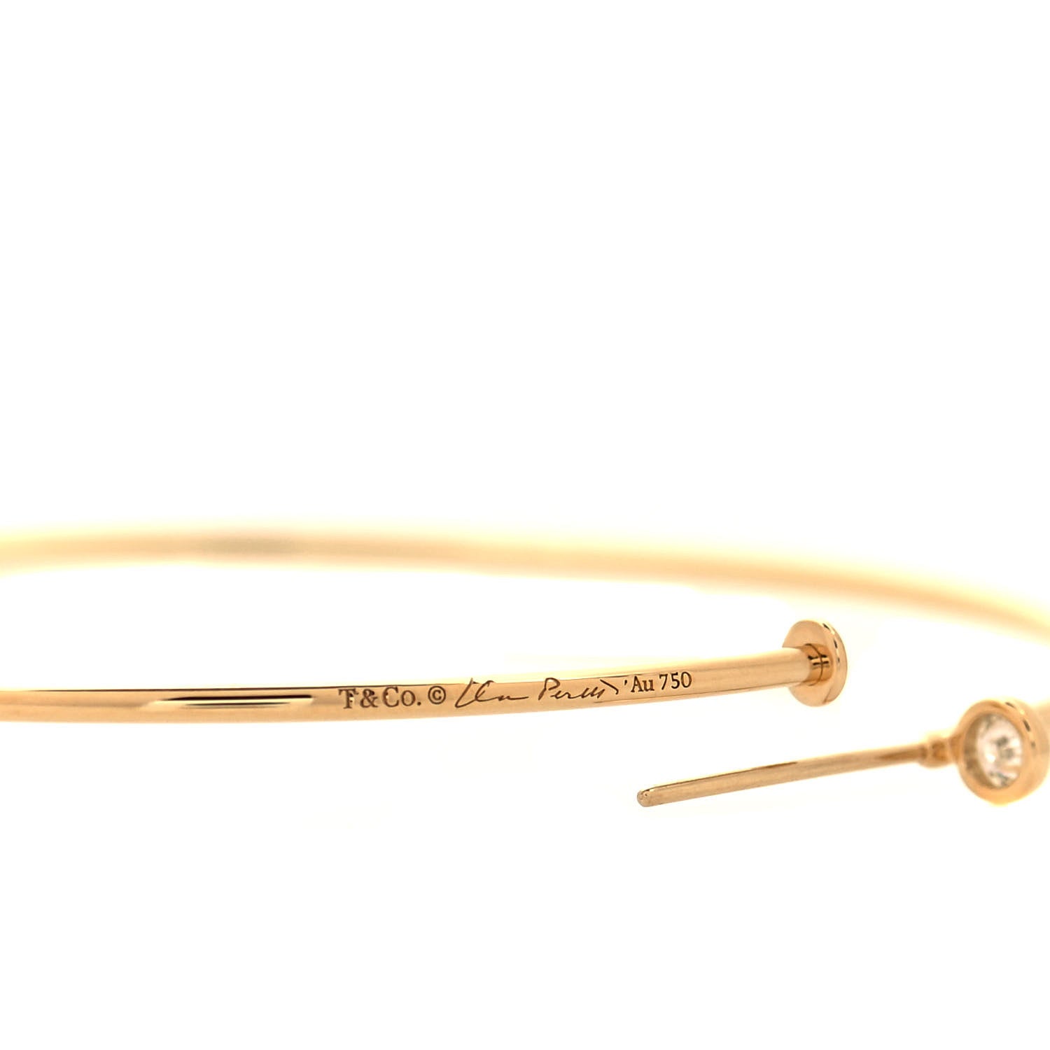 Tiffany 18K Yellow Gold Diamond Large Elsa Peretti Hoop Earrings 4 of 6