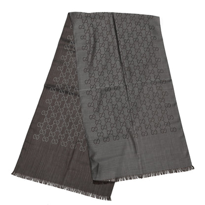Gucci Wool Silk GG Monogram GGNat Scarf Anthracite 2 of 4