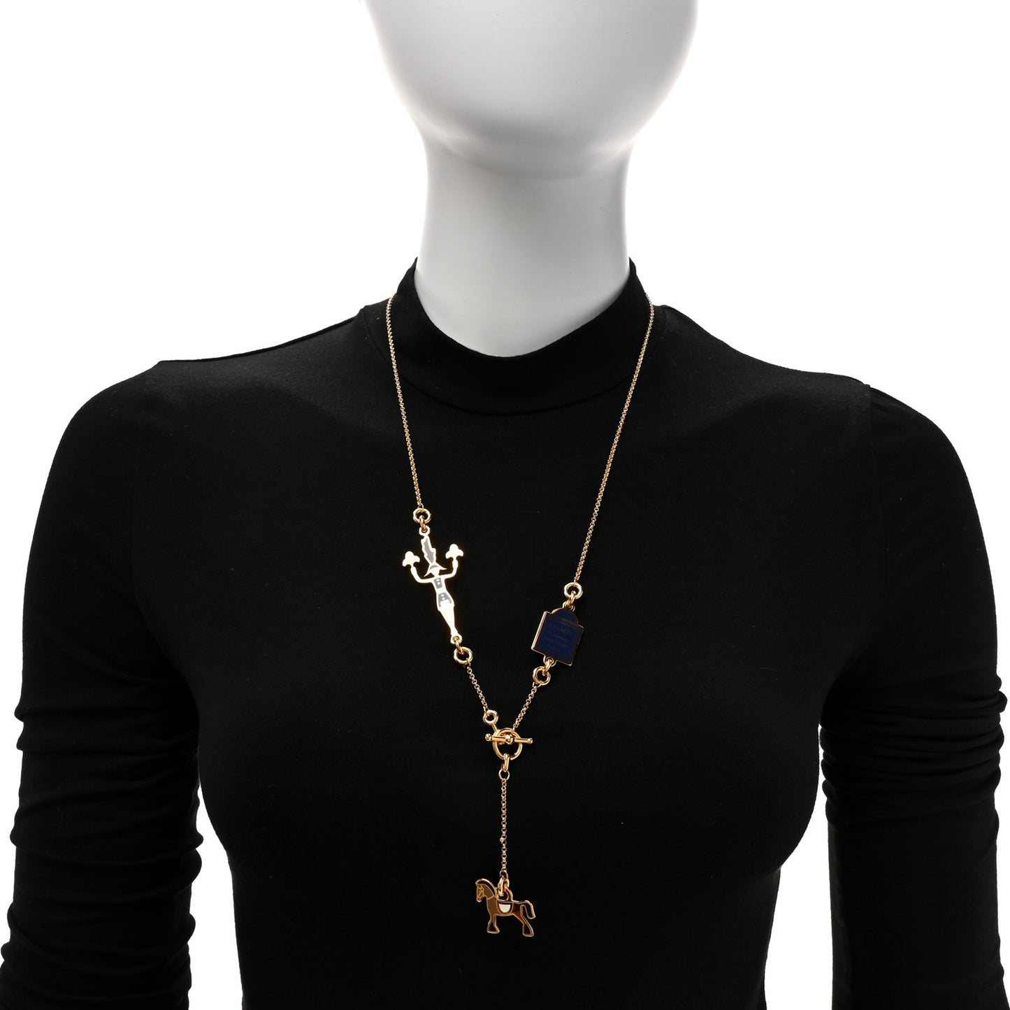 Metal Enamel Cheval Grand Parade Necklace Gold