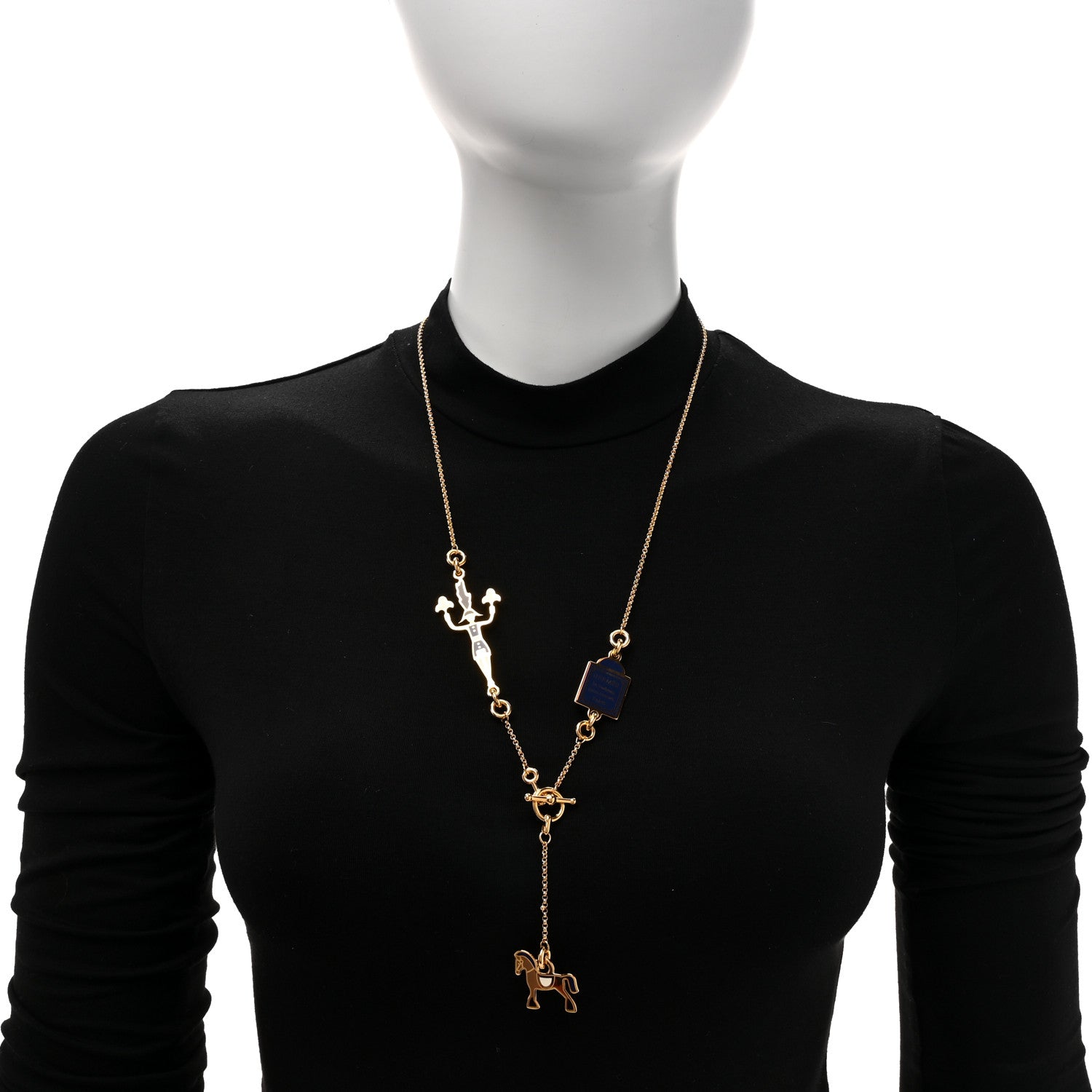 Hermes Metal Enamel Cheval Grand Parade Necklace Gold 2 of 6