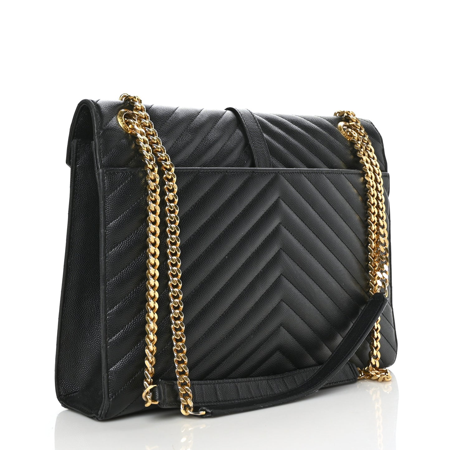 Grain De Poudre Matelasse Chevron Large Monogram Satchel Black