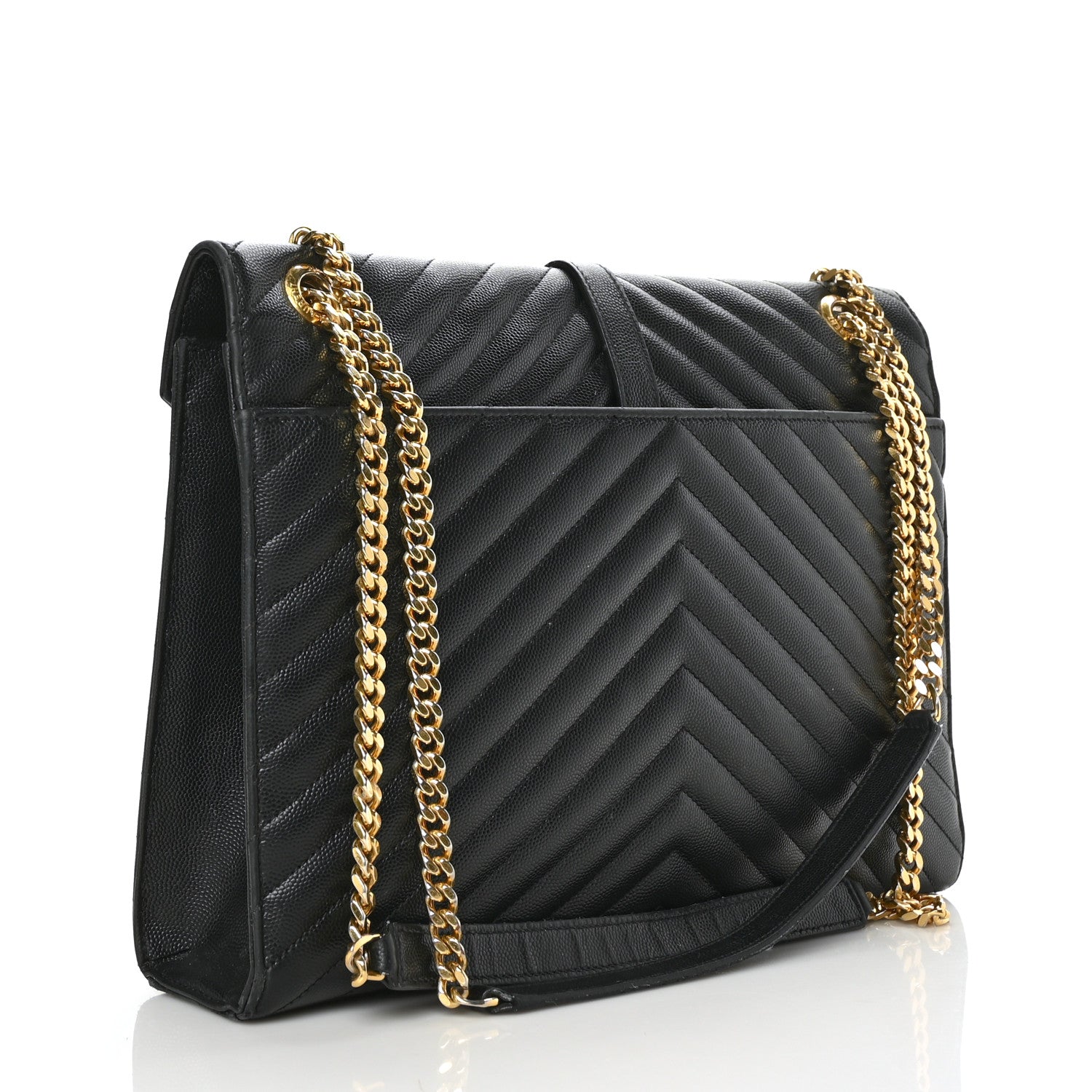Saint Laurent Grain De Poudre Matelasse Chevron Large Monogram Satchel Black 3 of 8
