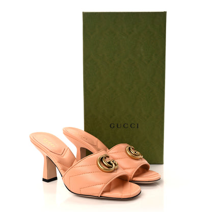 Gucci Nappa Matelasse GG Marmont 75mm Slide Sandals 36 Peachy Chic 3 of 9