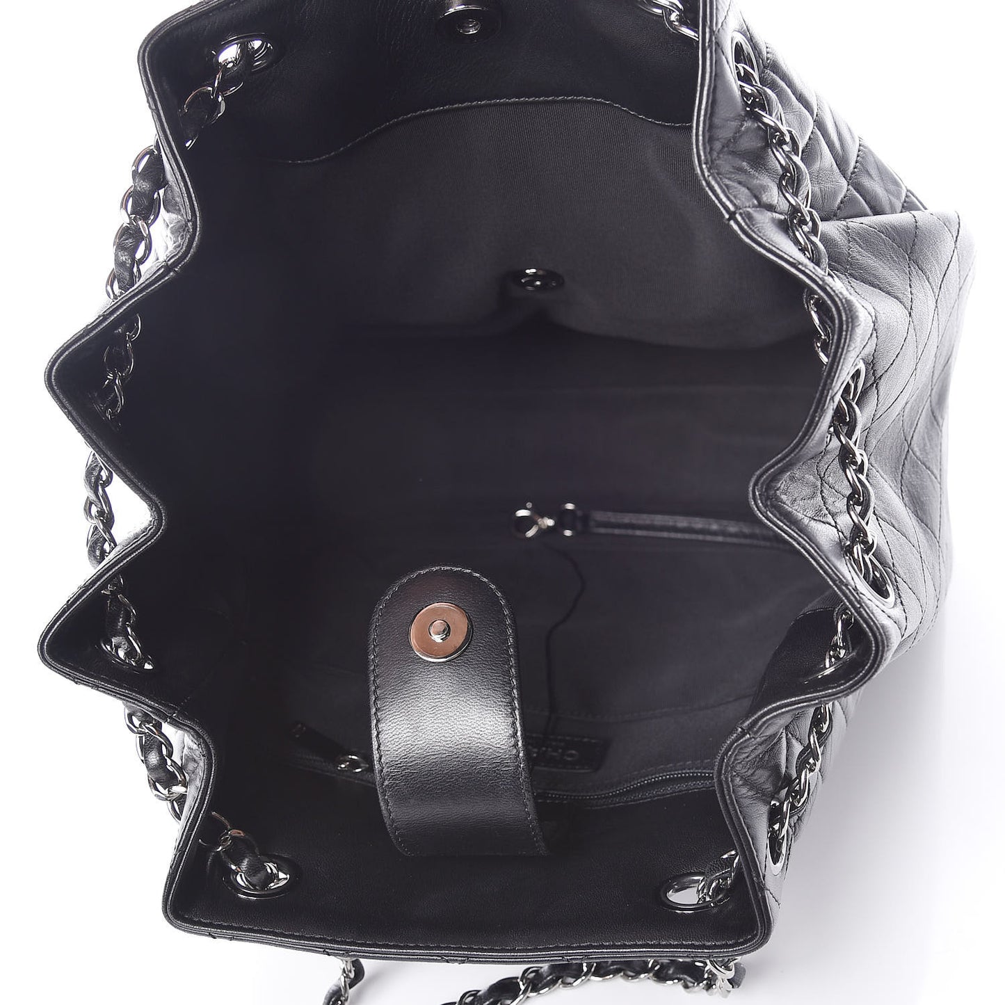 Lambskin Quilted Large Drawstring Shoulder Bag Black