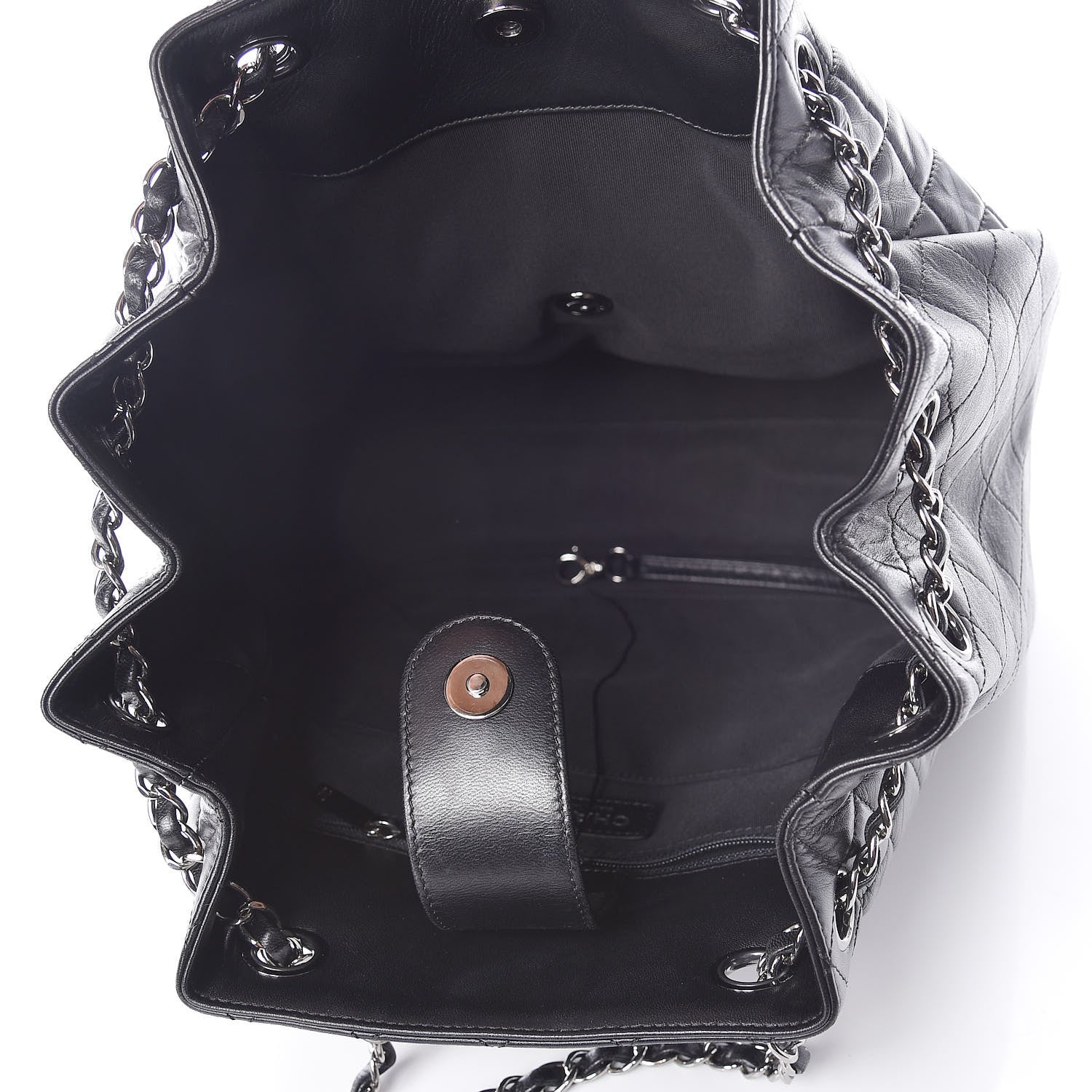 Chanel Lambskin Quilted Large Drawstring Shoulder Bag Black 5 of 10