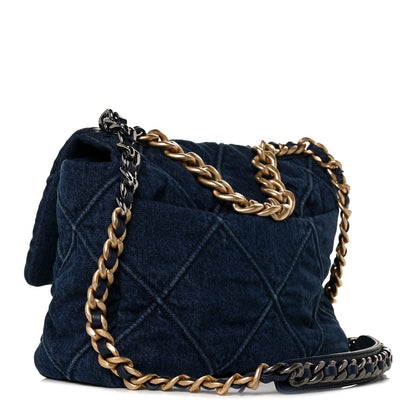 Chanel Denim Quilted Large Chanel 19 Flap Blue 3 of 8