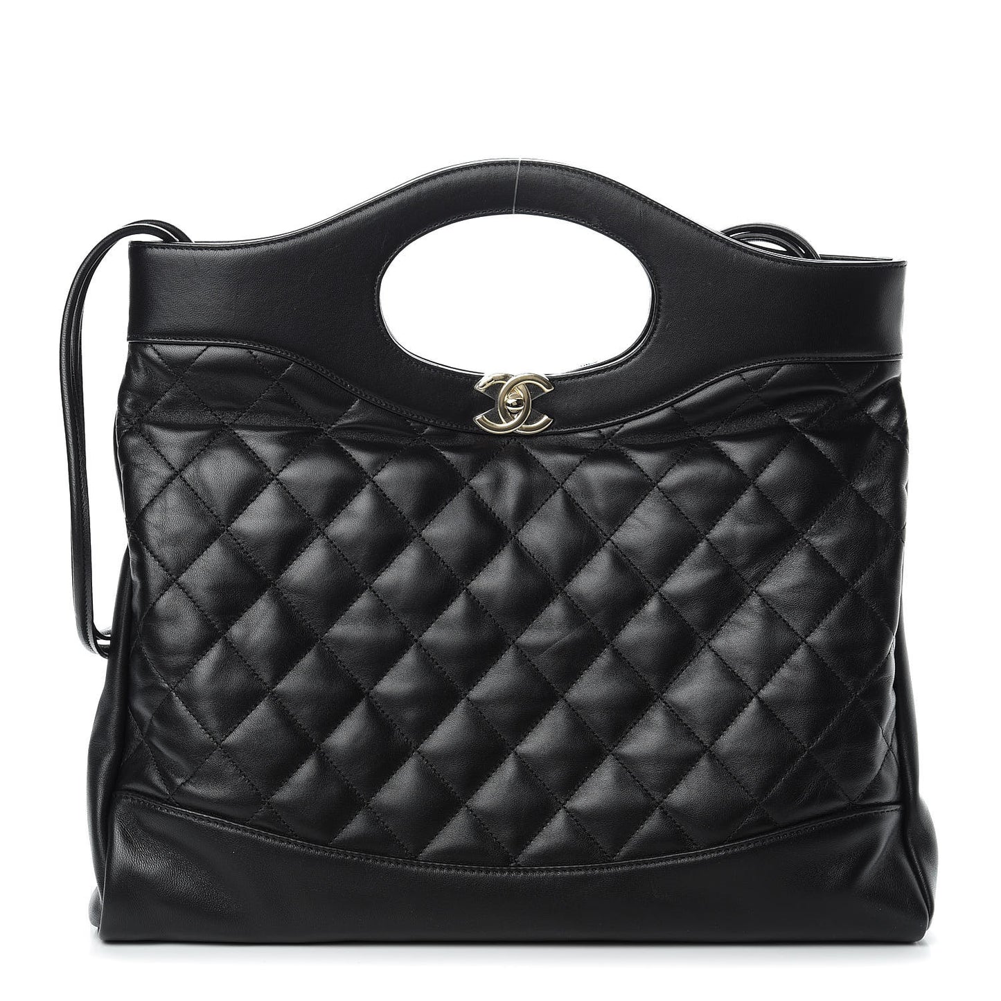 Lambskin Quilted Large 31 Shopping Bag Black