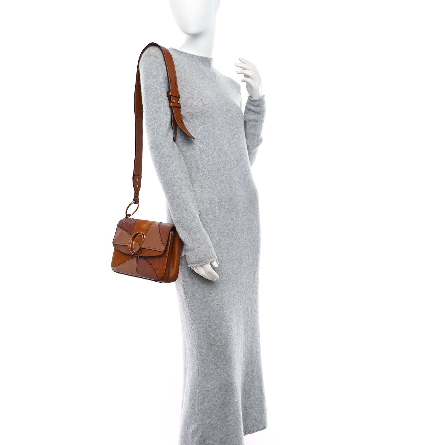 Chloe Calfskin Suede Small C Patchwork Double Carry 2 of 8