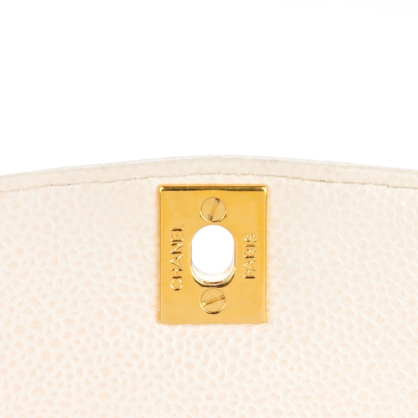 Caviar Quilted Medium Single Flap Beige Clair