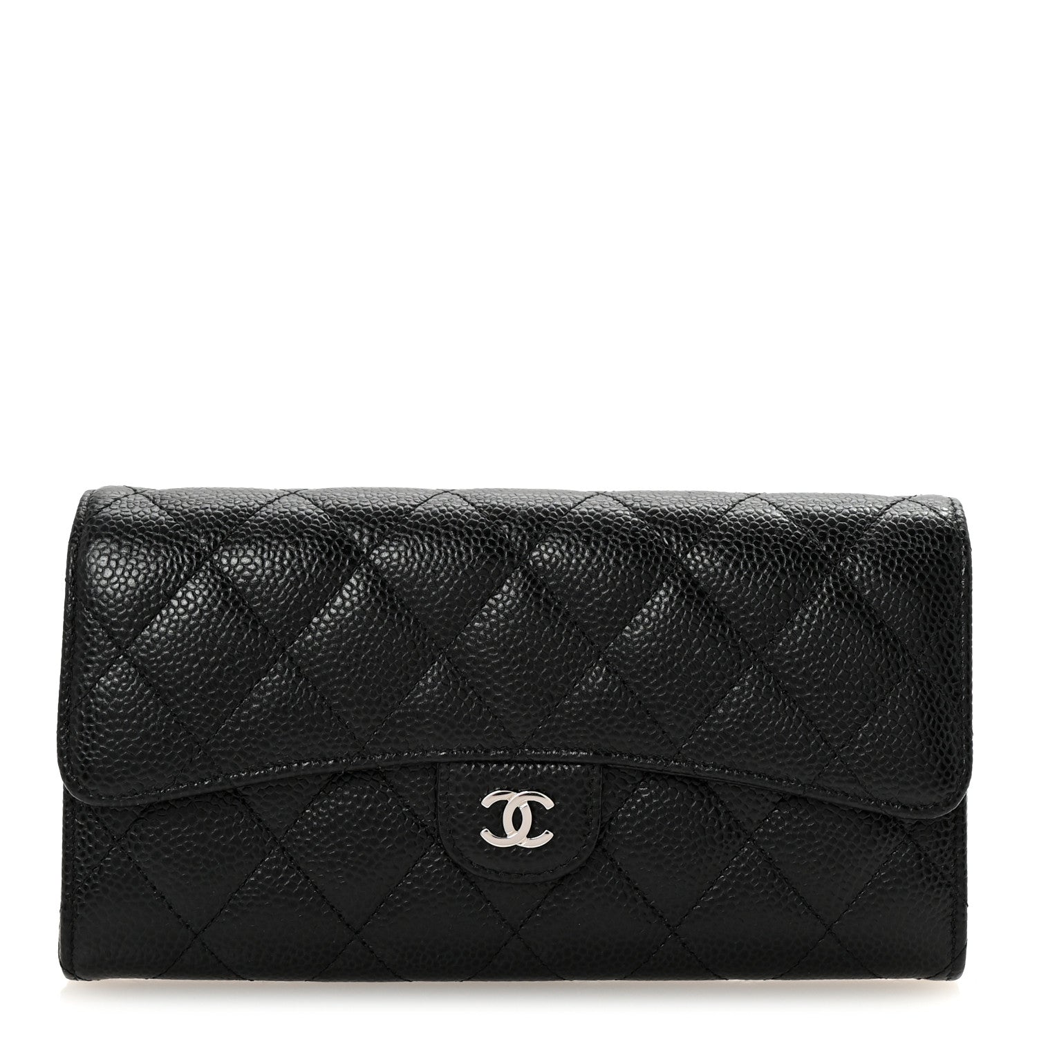 Chanel Caviar Quilted Large Gusset Flap Wallet Black 1 of 9
