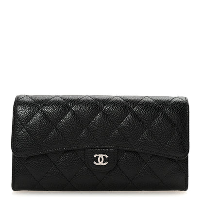 Chanel Caviar Quilted Large Gusset Flap Wallet Black 1 of 9