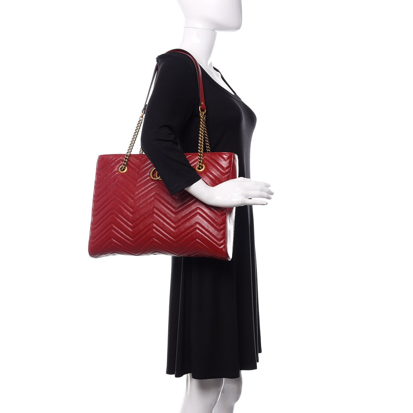 Azalea Calfskin Matelasse Medium GG Marmont Slim Tote Romantic Cerise