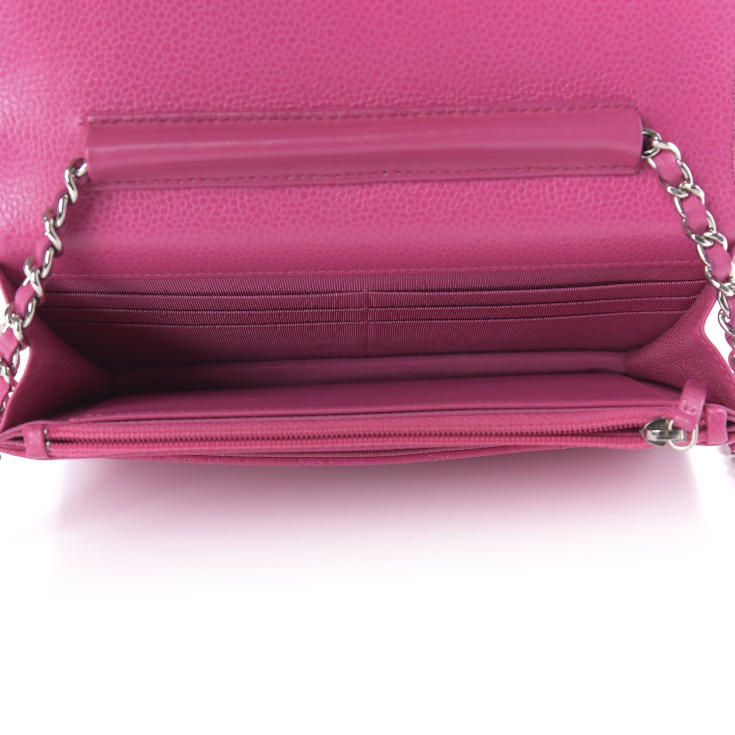 Caviar Quilted Wallet on Chain WOC Pink