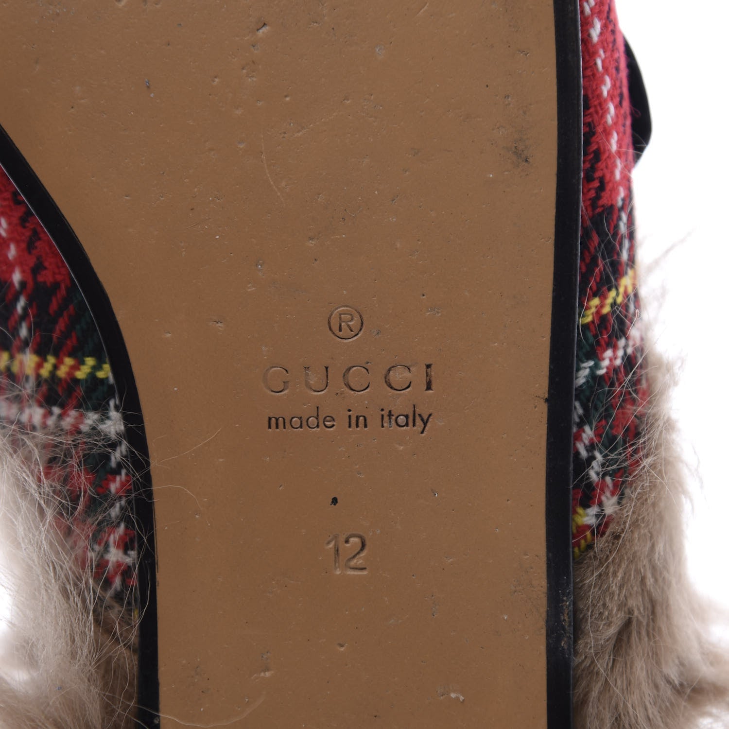 Gucci Tartan Fur Web GG Mens Princetown Slippers 12 Red 9 of 12