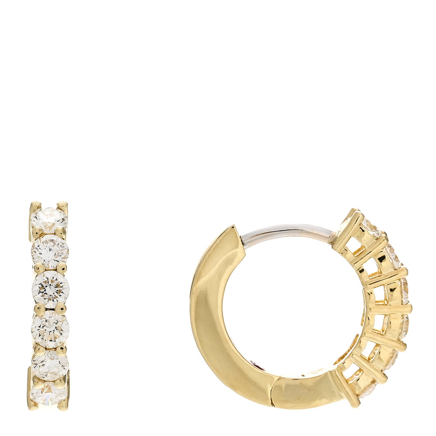 18K Yellow Gold Diamond .70ctw Huggie Hoop Earrings