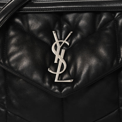 Saint Laurent Lambskin Quilted Medium Loulou Puffer Monogram Chain Satchel Black 8 of 13