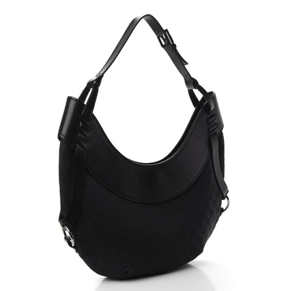 Gucci Denim Monogram Half Moon Hobo Black 2 of 12