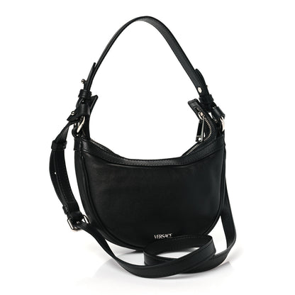 Versace Calfskin Mini Repeat Zip Hobo Black 3 of 9