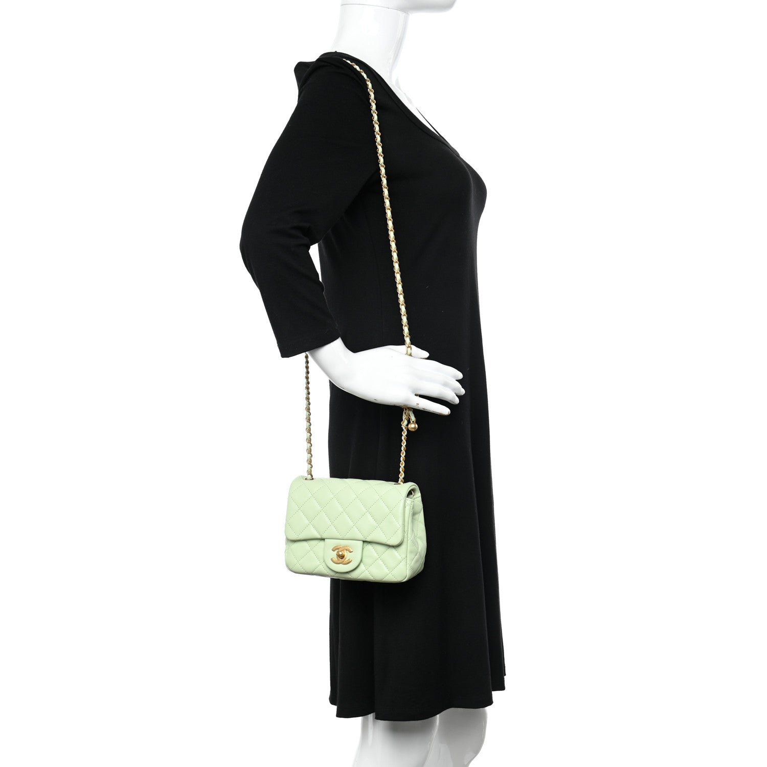 Chanel Lambskin Quilted Mini Pearl Crush Flap Light Green 2 of 10