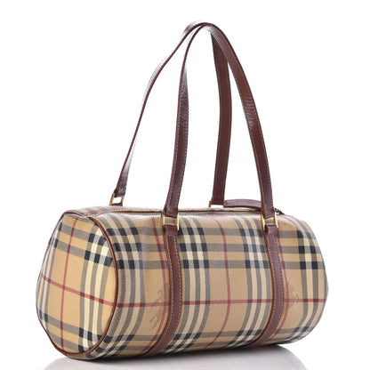 Burberry Haymarket Check Barrel Bag Brown 3 of 15