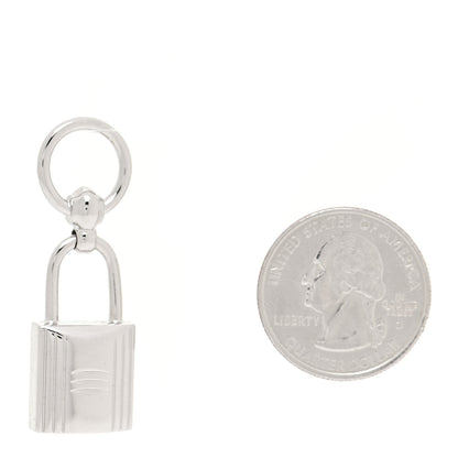 Hermes Palladium Mini Loop Charms Cadenas Scarf Ring Silver 2 of 3