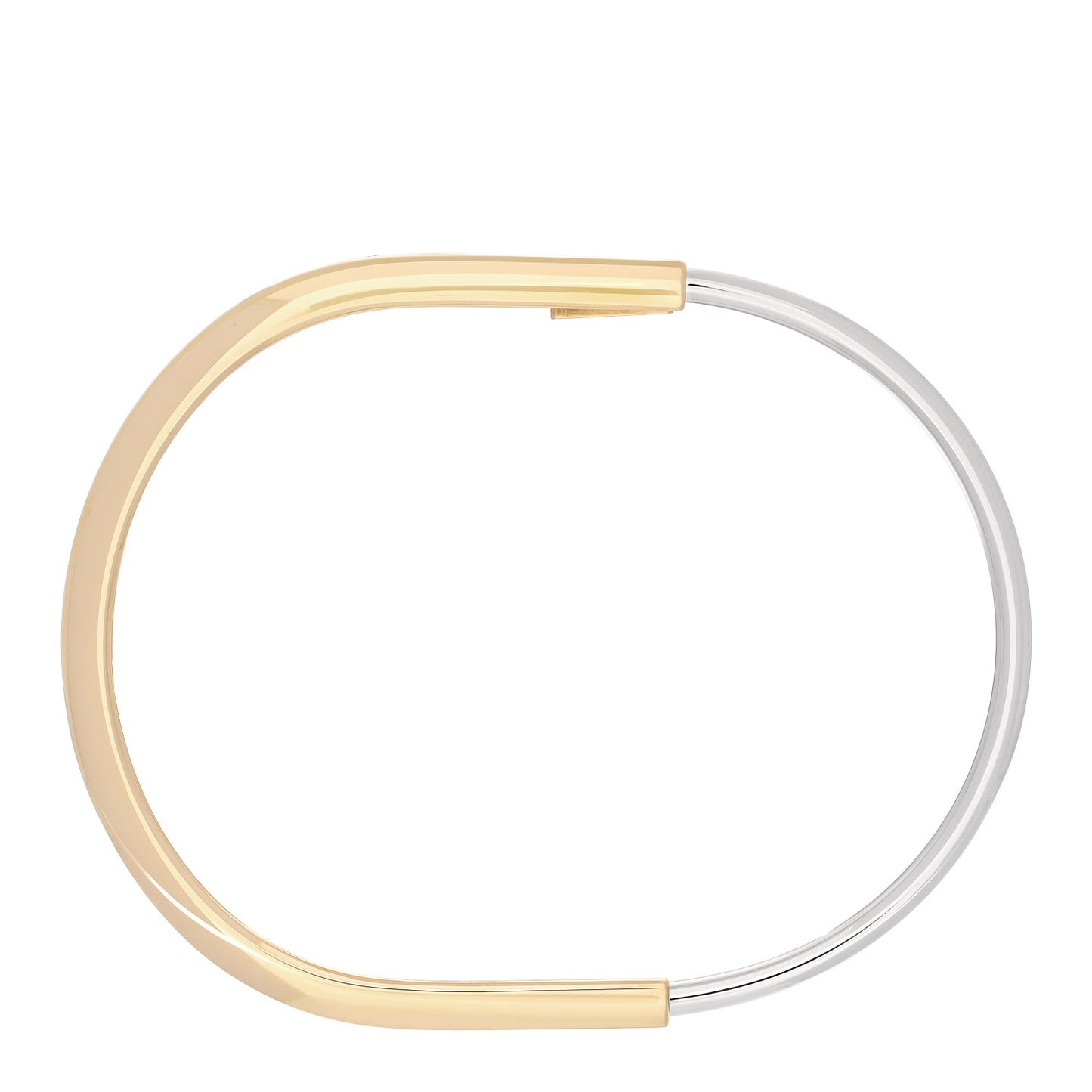 18K Yellow White Gold Tiffany Narrow Lock Bangle Bracelet