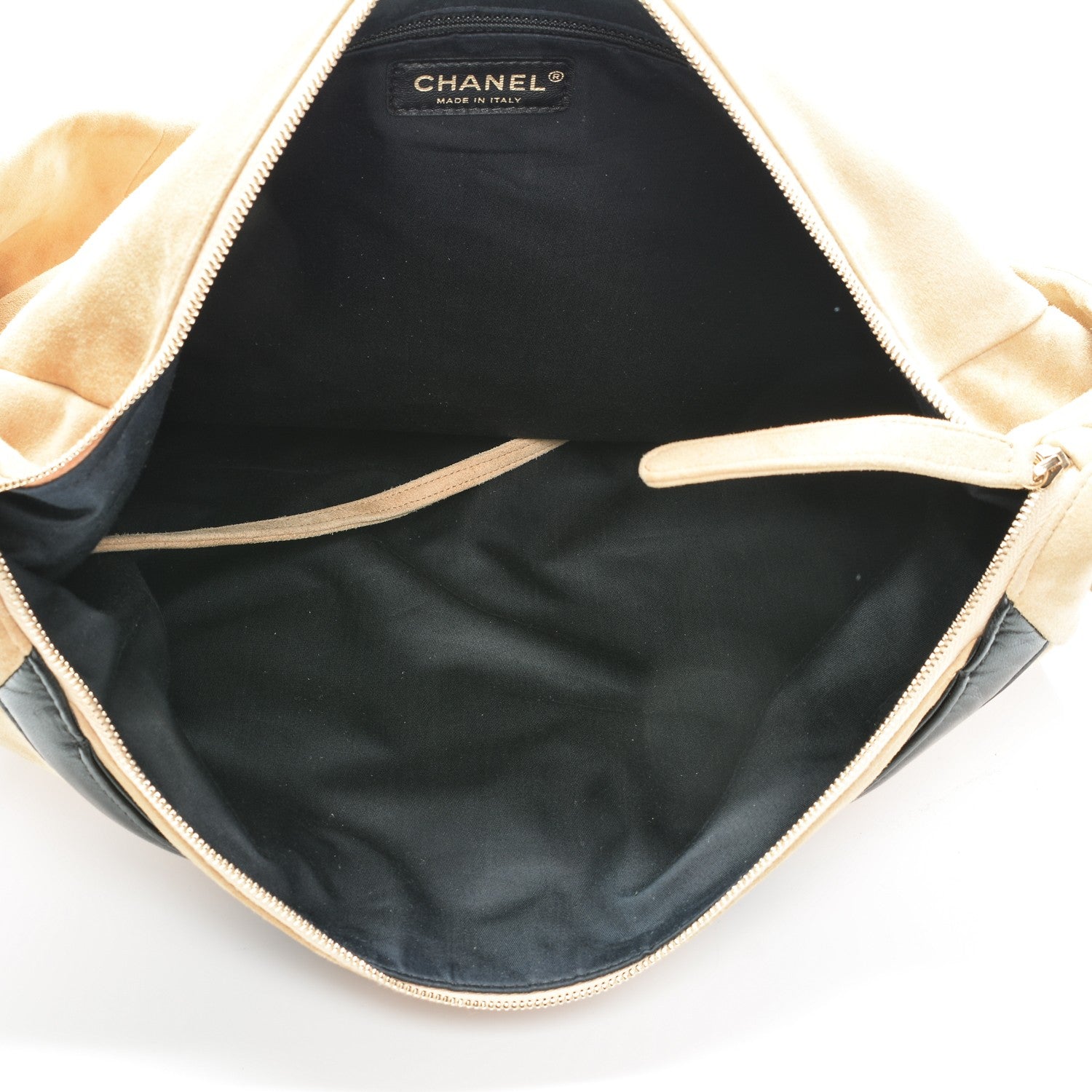Chanel Suede Lambskin Large Girl Bag Beige Black 5 of 9
