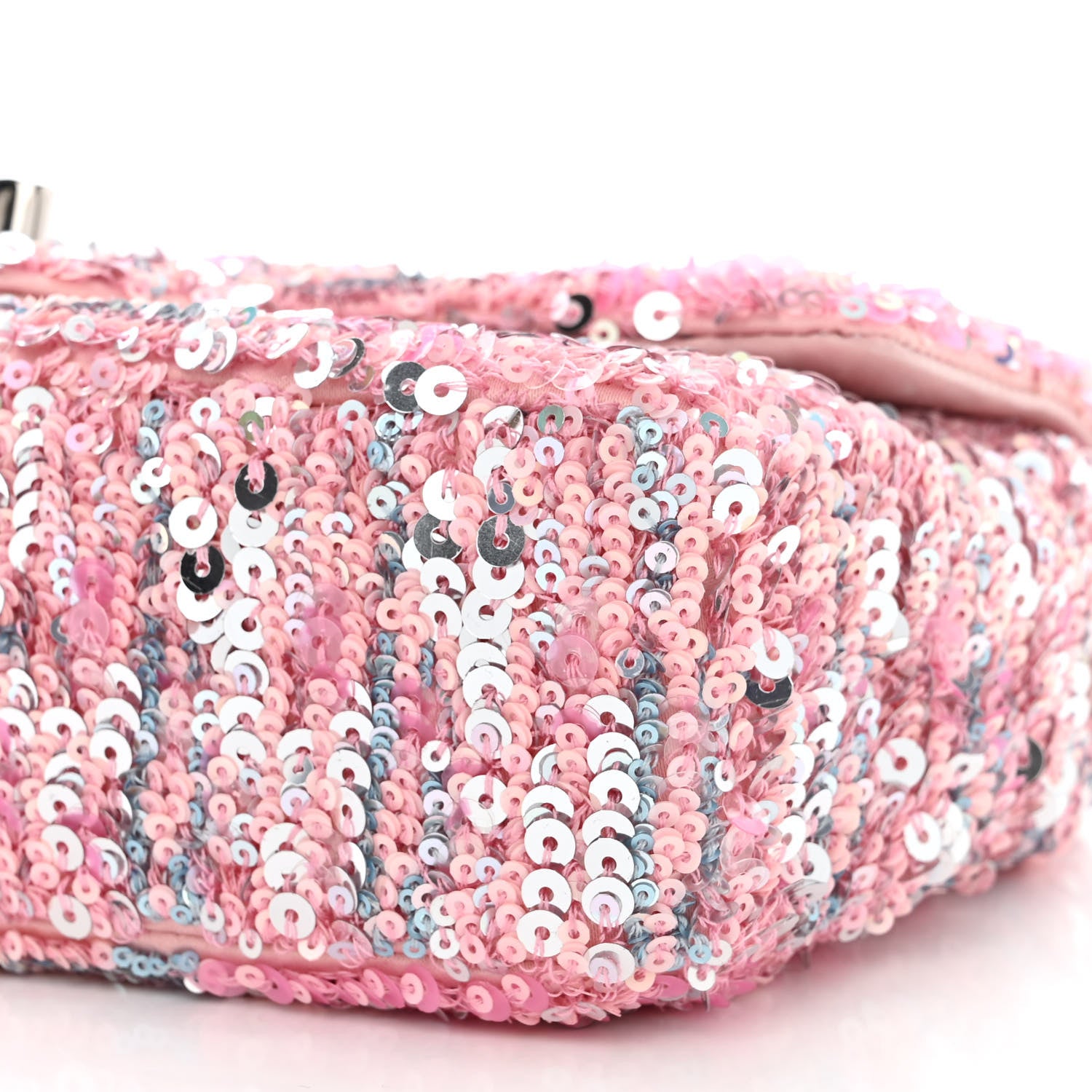 Chanel Sequin Mini Rectangular Flap Light Pink Silver 10 of 11
