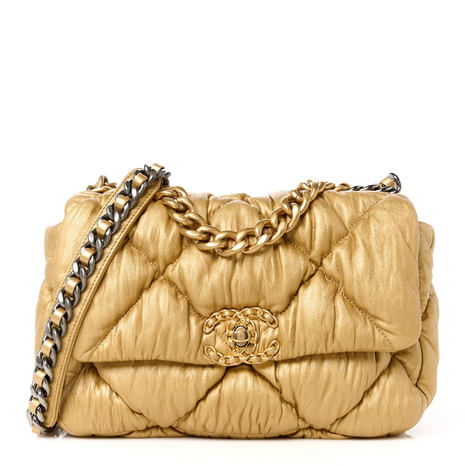 Chanel Iridescent Lambskin Quilted Medium Chanel 19 Flap Golden 1 of 10
