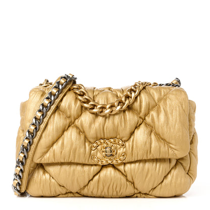 Chanel Iridescent Lambskin Quilted Medium Chanel 19 Flap Golden 1 of 10