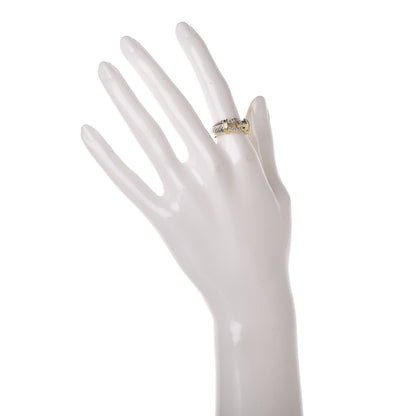 David Yurman Sterling Silver 18K Yellow Gold Diamond Buckle Cable Ring 54 6.75 2 of 6