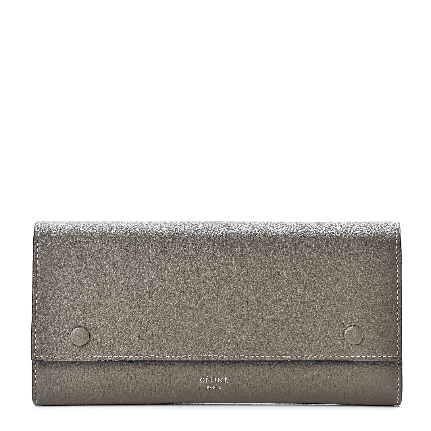 Celine Drummed Calfskin Large Multifunction Flap Wallet Souris 1 of 10