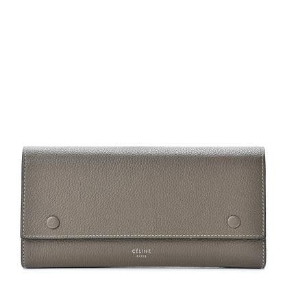 Celine Drummed Calfskin Large Multifunction Flap Wallet Souris 1 of 10