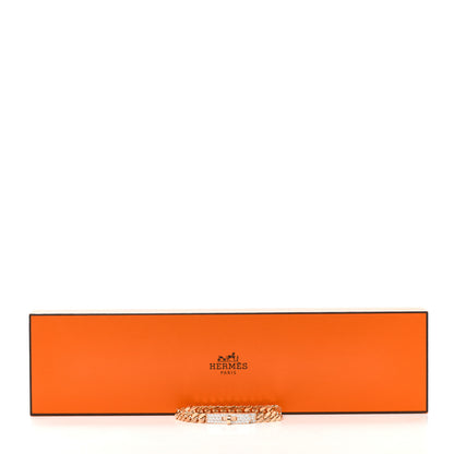 Hermes 18K Rose Gold Diamond PM Kelly Gourmette Bracelet ST 5 of 7