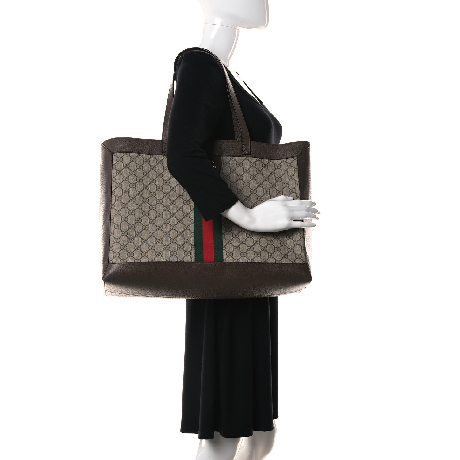 Gucci GG Supreme Monogram Web Ophidia Tote Brown 2 of 11