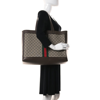 Gucci GG Supreme Monogram Web Ophidia Tote Brown 2 of 11