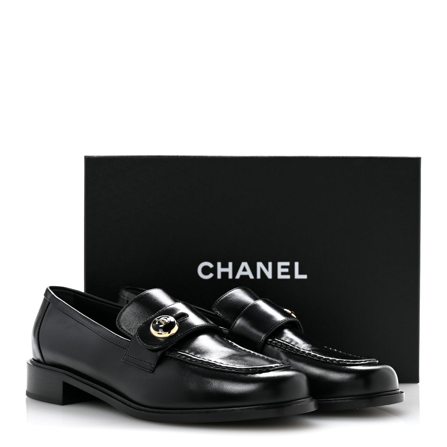 Chanel Shiny Calfskin CC Mocassin Loafers 39 Black 11 of 11