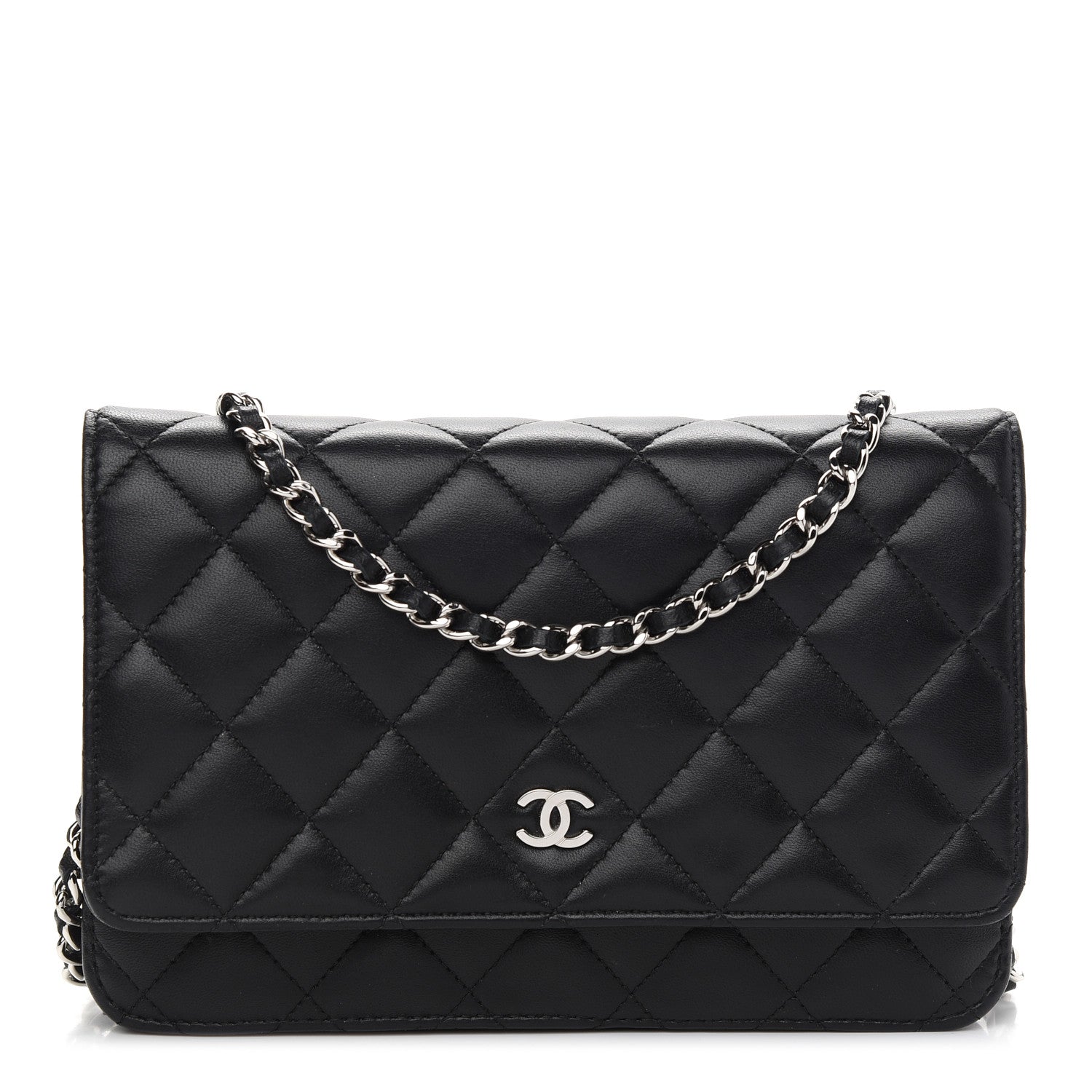 Chanel Lambskin Quilted Wallet On Chain WOC Black 1 of 11