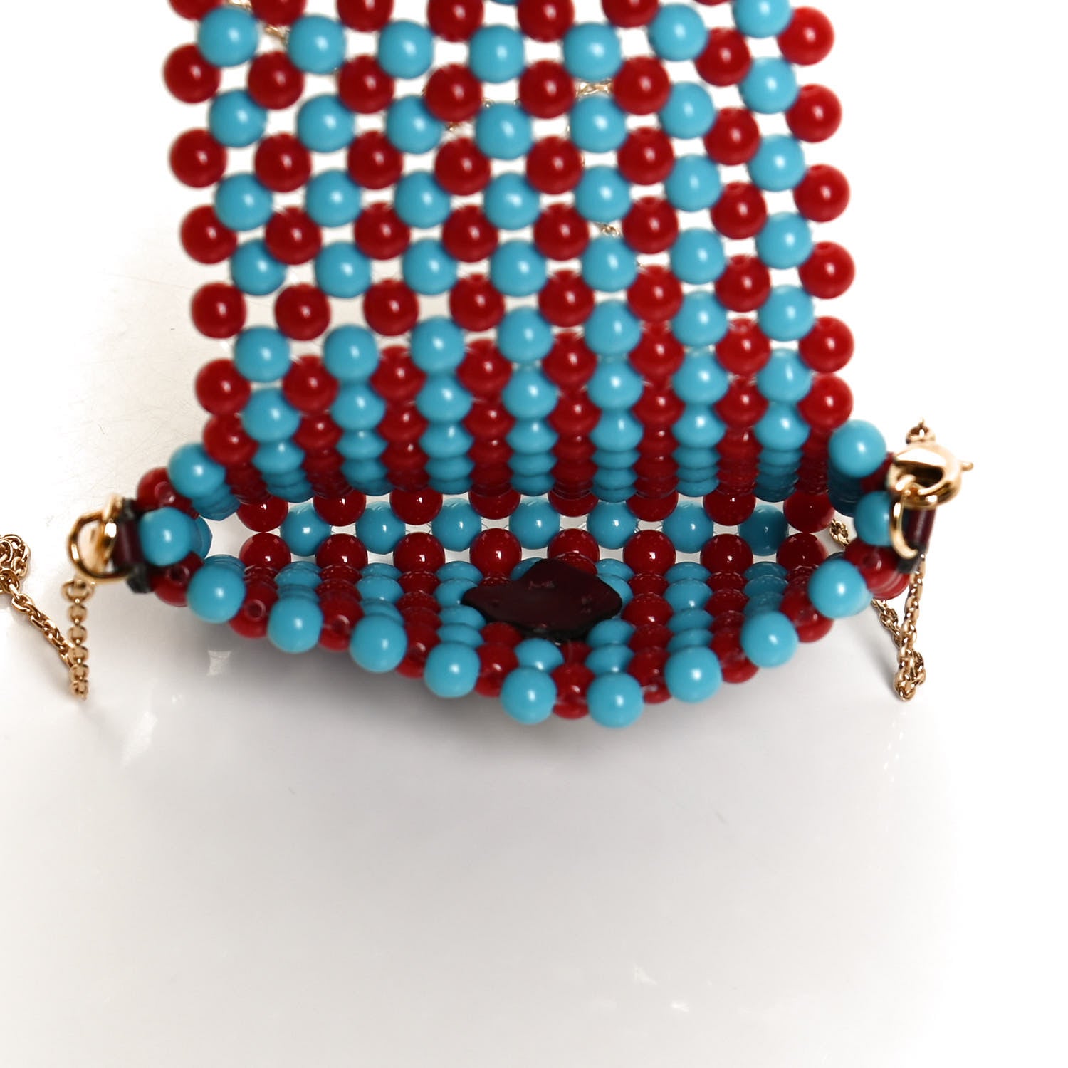 Fendi Glass Beaded Mini Pico Baguette Charm Red Blue 5 of 10