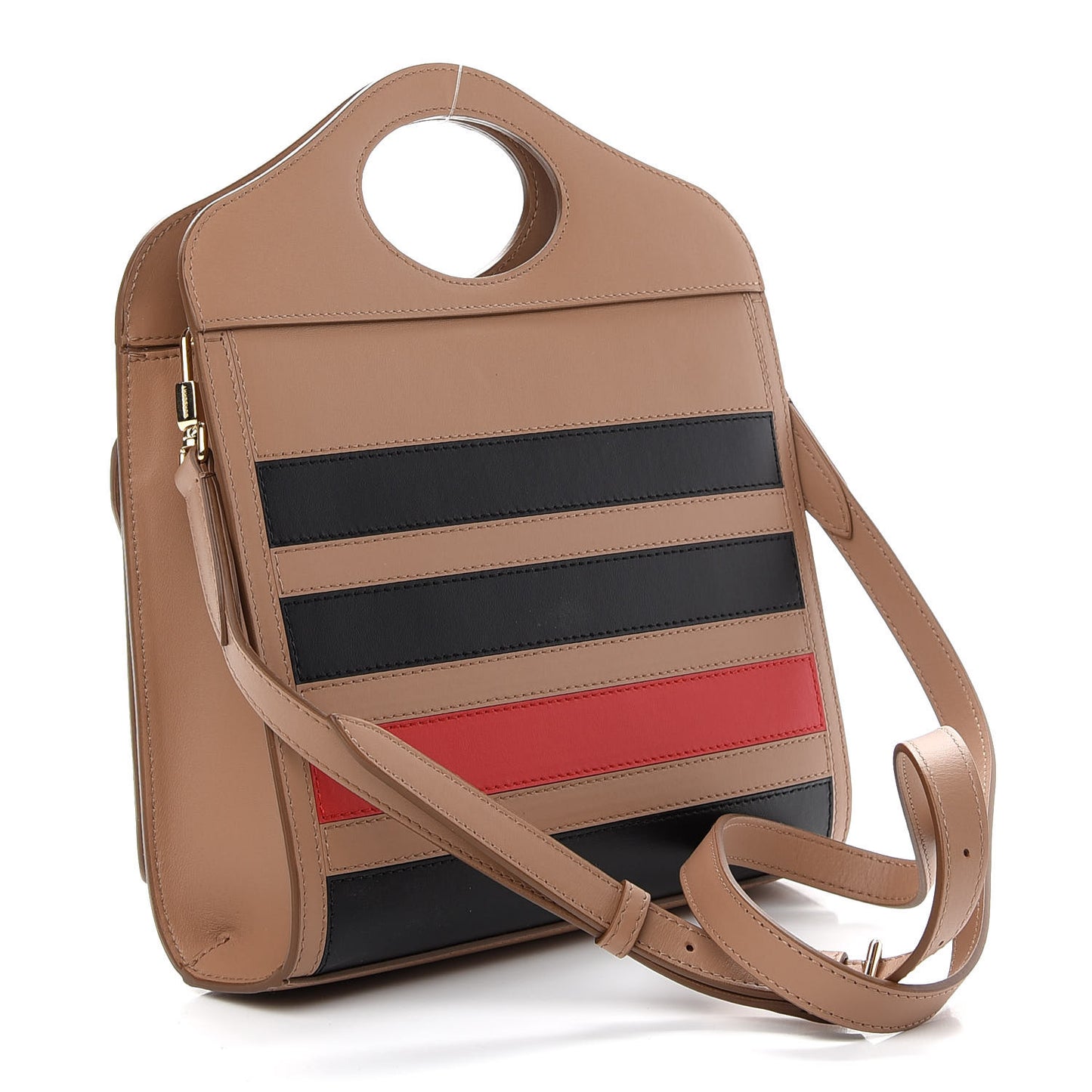 Smooth Calfskin Striped Mini Pocket Bag Camel