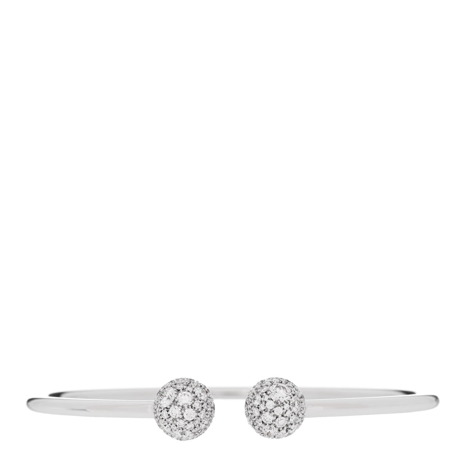 Tiffany 18K White Gold Diamond HardWear Ball Wire Bracelet 1 of 4
